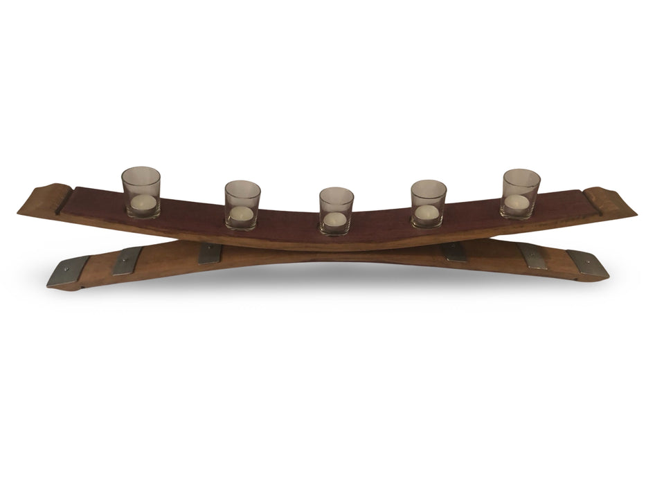 Barrel Stave Full Length Candle Holder With Stand