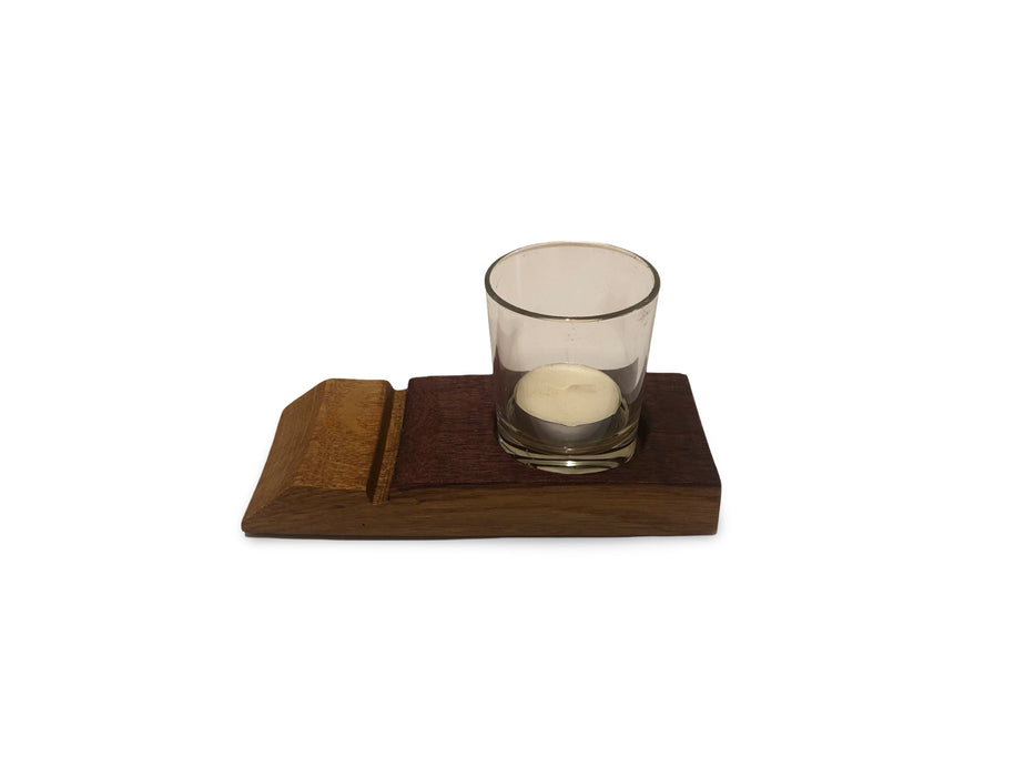 Barrel Stave End Glass Candle Holder