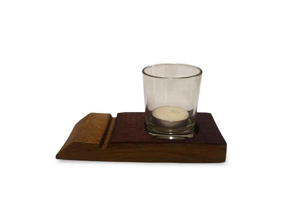 Barrel Stave End Glass Candle Holder