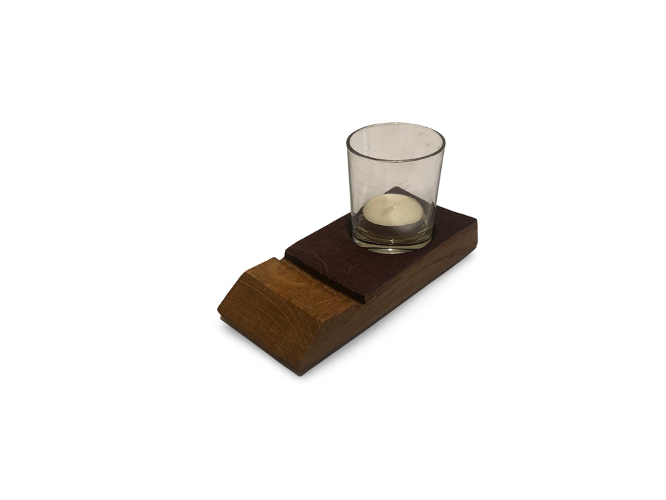 Barrel Stave End Glass Candle Holder